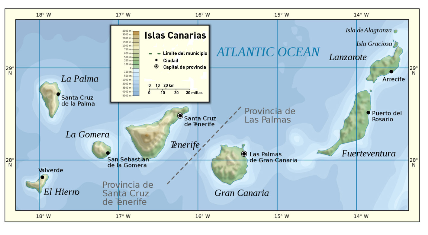 Канарский архипелаг на карте
